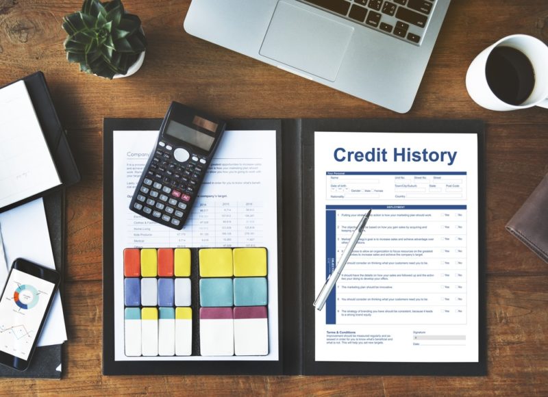 Credit history invoice payment form information concept