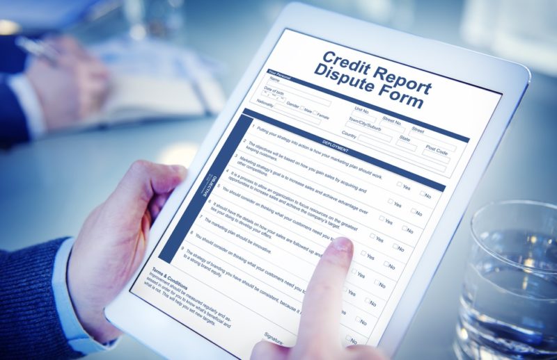 credit report dispute form insurance concept
