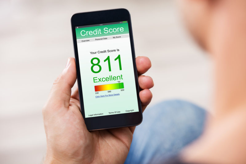 smart phone showing credit score application